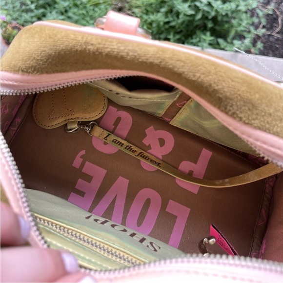 Juicy Pink & Green Velour Bowler Bag - Picture 9 of 10